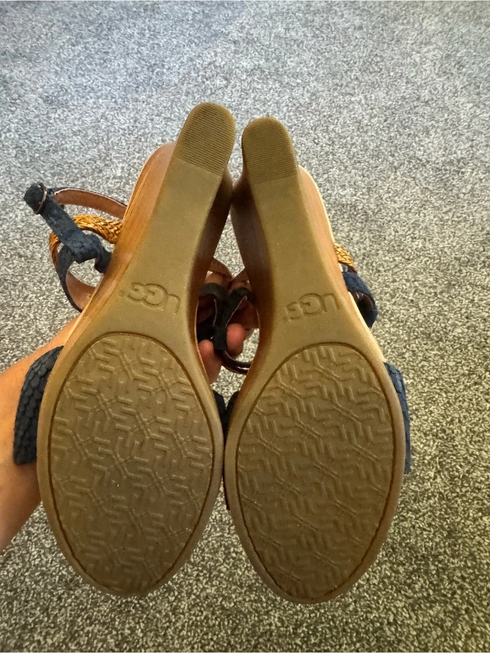 UGG Navy and Tan Wedge Sandals - Women - Picture 4 of 4